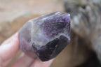 Polished Dark Chevron Amethyst Points x 3 From Zambia - Toprock Gemstones and Minerals 