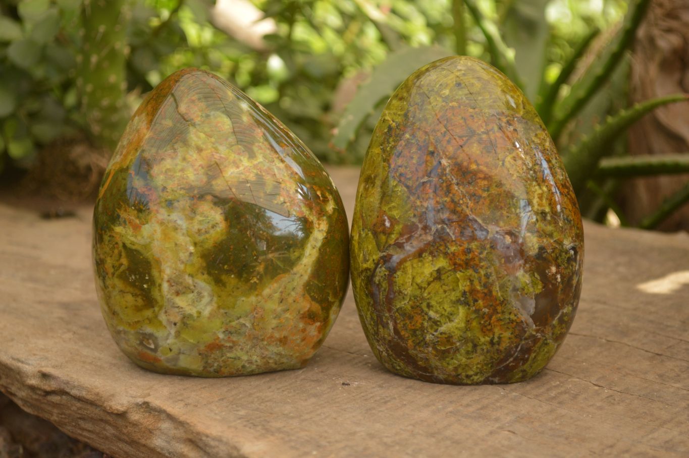 Polished  Green Opal Standing Free Forms  x 2 From Antsirabe, Madagascar - Toprock Gemstones and Minerals 