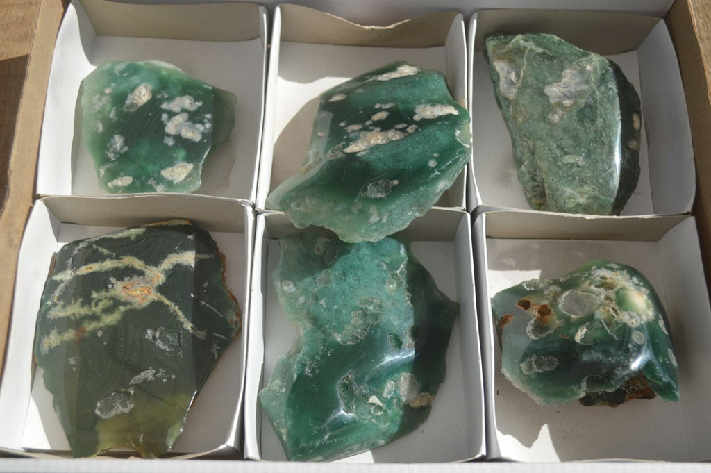 Polished On One Side Emerald Mtorolite Plates x 6 From Mutorashanga, Zimbabwe - Toprock Gemstones and Minerals 