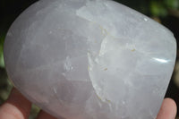 Polished Blue Girasol Rose Quartz Standing Free Forms x 2 From Madagascar - Toprock Gemstones and Minerals 