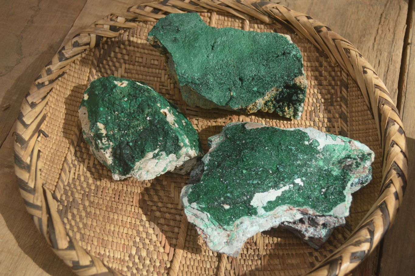 Natural Crystalline Malachite Specimens  x 3 From Congo - Toprock Gemstones and Minerals 