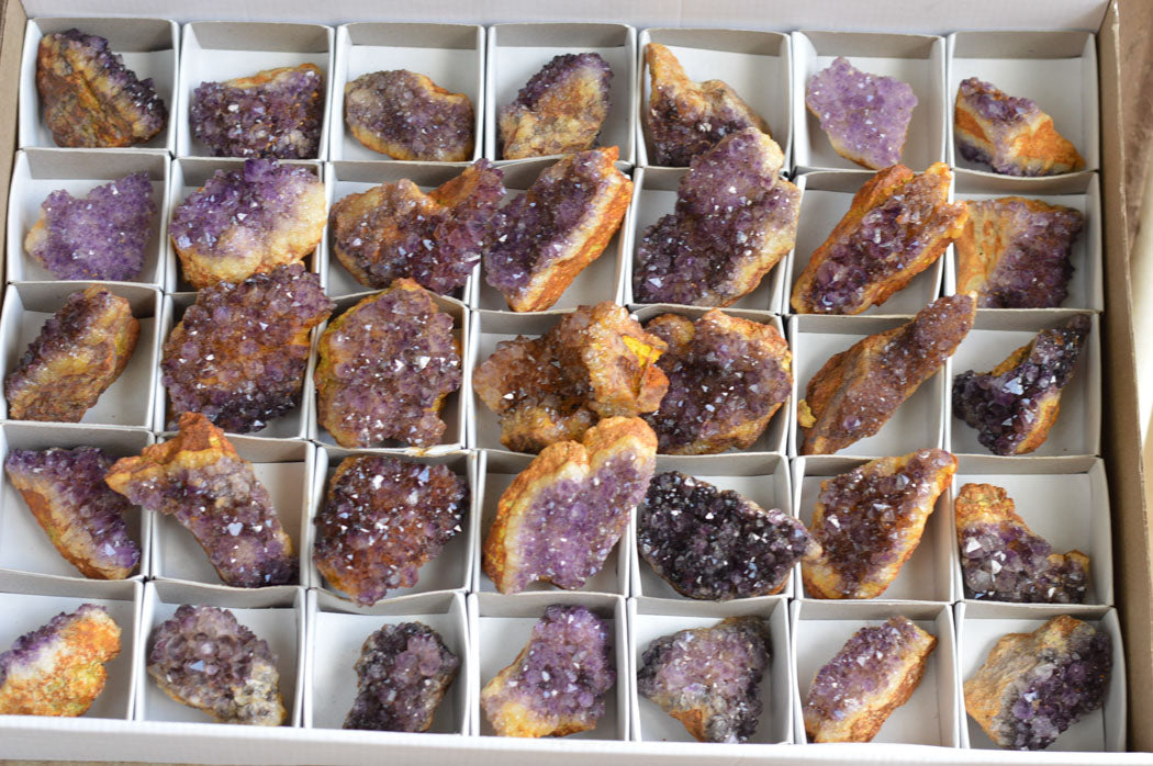Natural Small Dark "Amethystos" Amethyst Clusters x 35 From Kwaggafontein, South Africa - TopRock