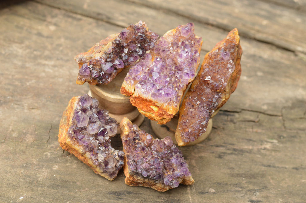 Natural Small Dark "Amethystos" Amethyst Clusters x 35 From Kwaggafontein, South Africa - TopRock