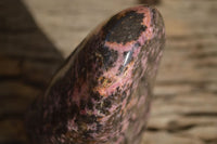 Polished  Pink & Black Rhodonite Standing Free Form x 1 From Madagascar - Toprock Gemstones and Minerals 