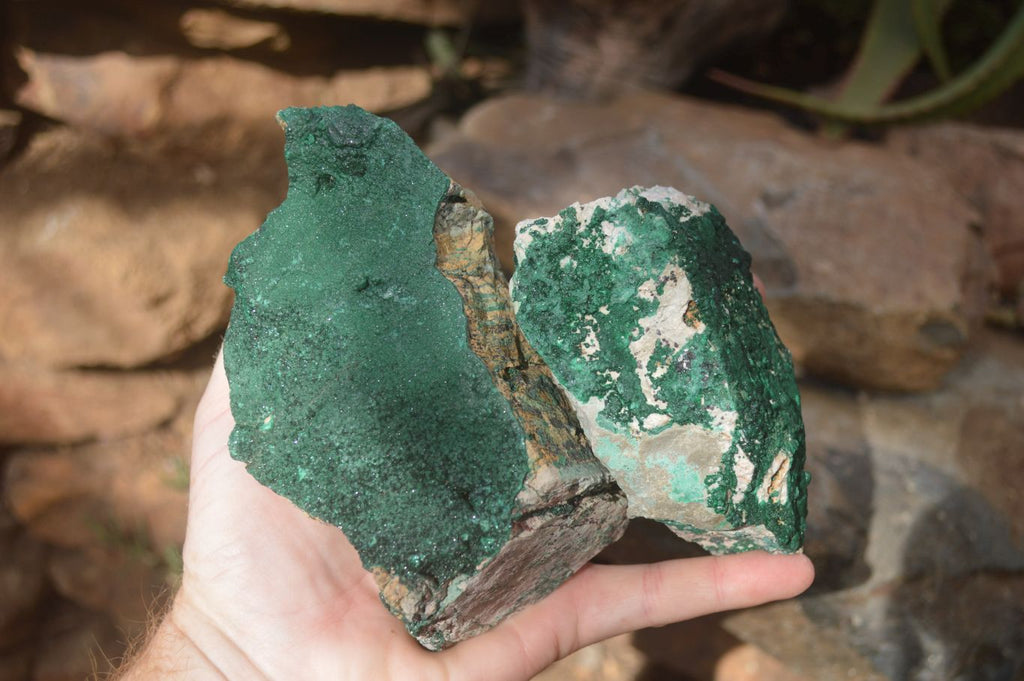 Natural Crystalline Malachite Specimens  x 3 From Congo - Toprock Gemstones and Minerals 