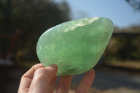Polished  Green Fluorite Standing Free Forms  x 2 From Madagascar - Toprock Gemstones and Minerals 