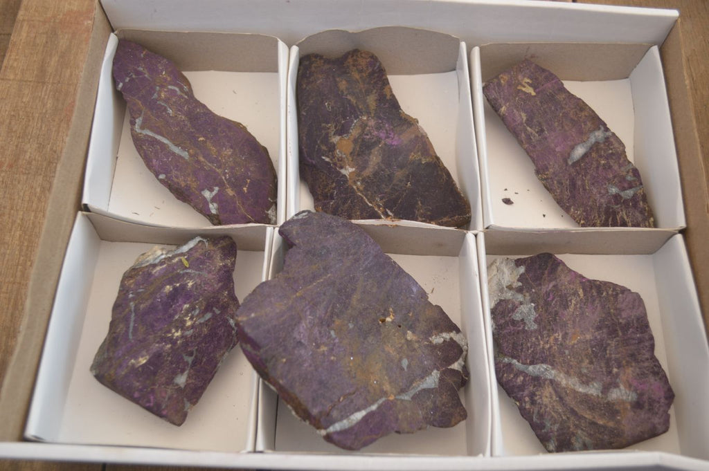 Polished  Metallic Purpurite Slices With Matte Finish x 6 From Erongo, Namibia - Toprock Gemstones and Minerals 