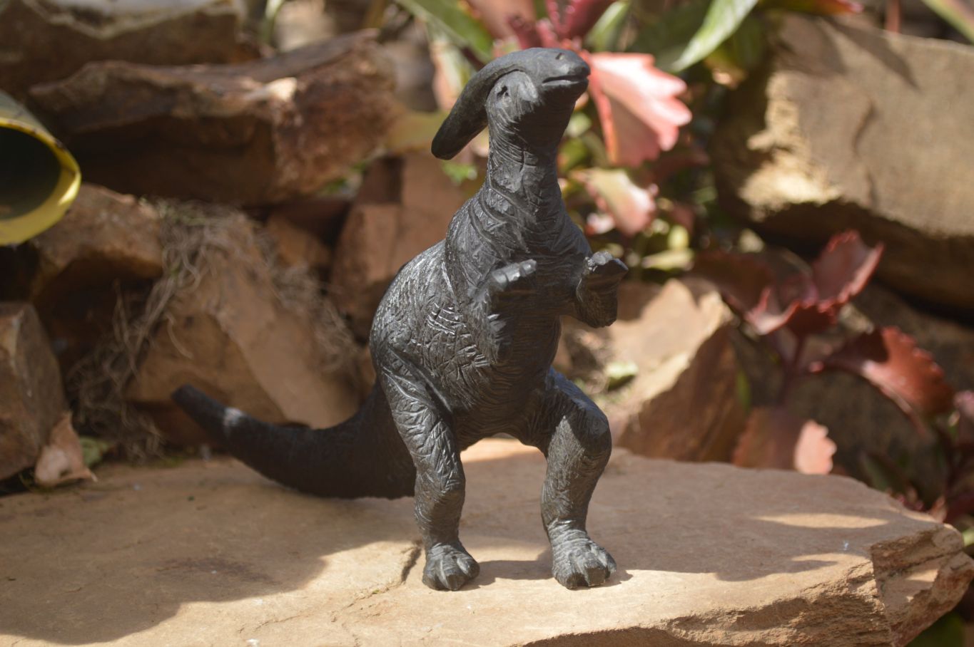 Polished Black Soapstone Dinosaur Carving x 1 From Zimbabwe - Toprock Gemstones and Minerals 