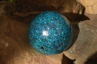 Polished  Conglomerate Chrysocolla Sphere With Azurite & Malachite  x 1 From Congo - Toprock Gemstones and Minerals 