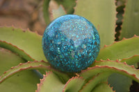 Polished  Conglomerate Chrysocolla Sphere With Azurite & Malachite  x 1 From Congo - Toprock Gemstones and Minerals 