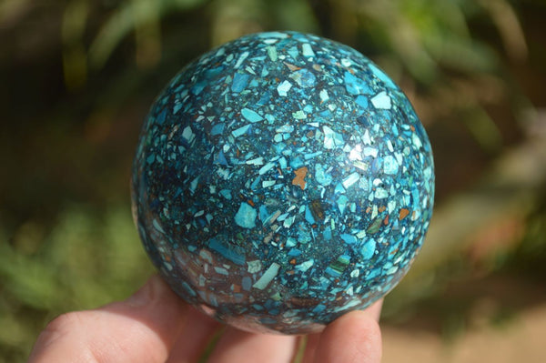 Polished Conglomerate Chrysocolla Spheres With Azurite & Malachite x 2 From Congo - Toprock Gemstones and Minerals 