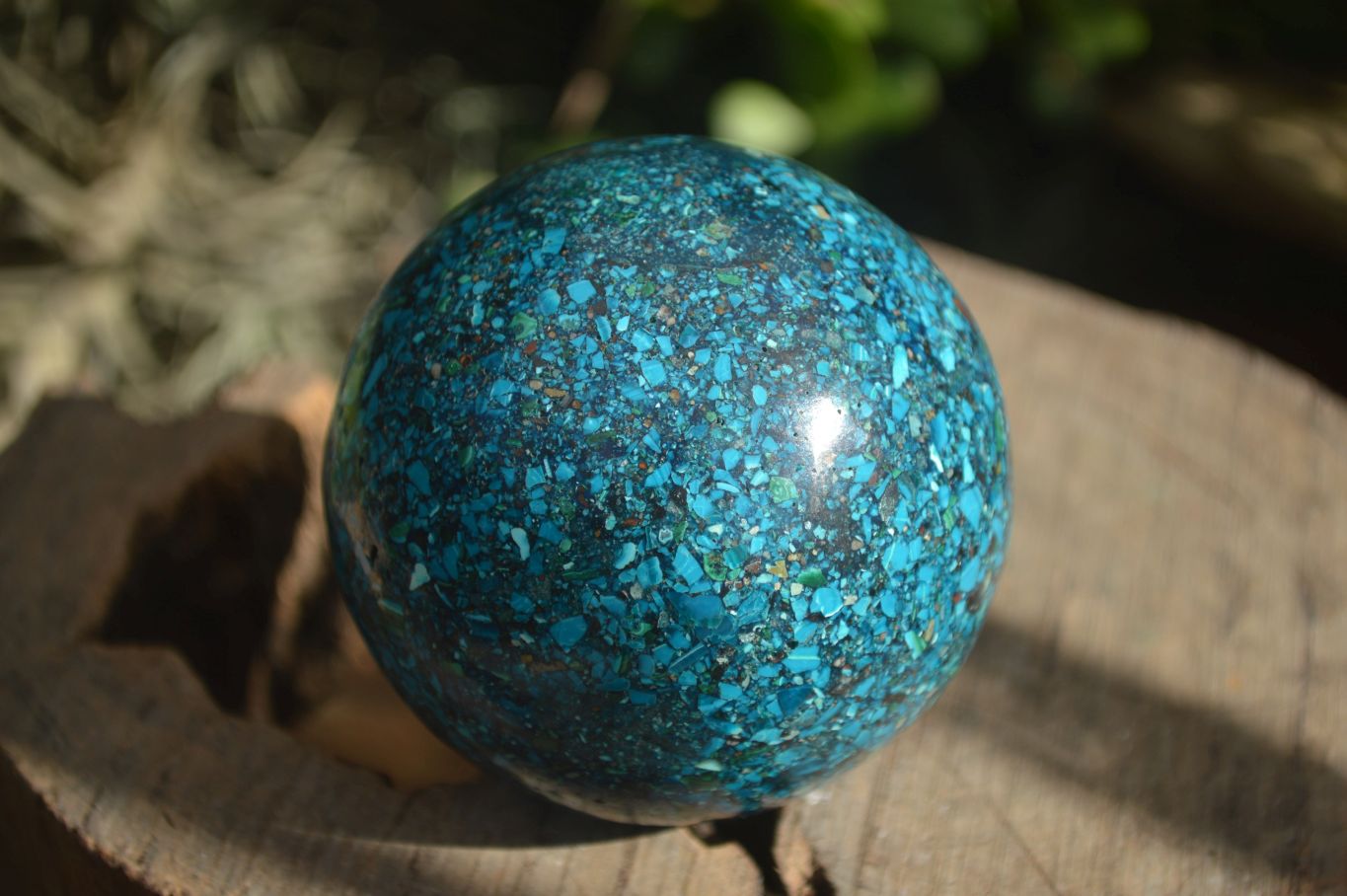 Polished Conglomerate Chrysocolla Spheres With Azurite & Malachite x 2 From Congo - Toprock Gemstones and Minerals 