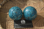 Polished Conglomerate Chrysocolla Spheres With Azurite & Malachite x 2 From Congo - Toprock Gemstones and Minerals 