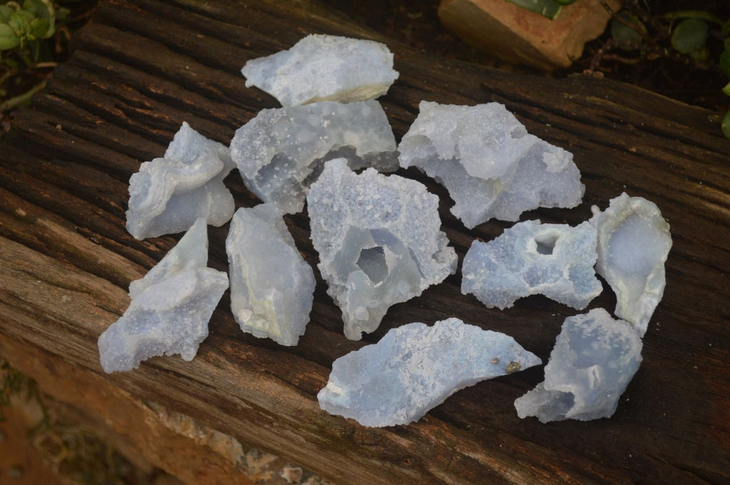 Natural Etched Blue Chalcedony Specimens  x 12 From Nsanje, Malawi - Toprock Gemstones and Minerals 