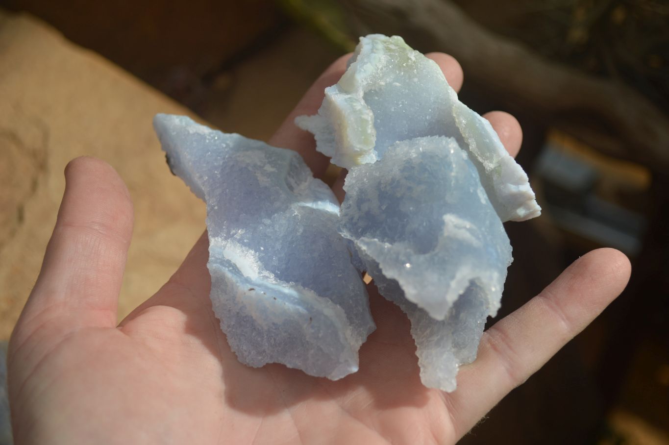 Natural Etched Blue Chalcedony Specimens  x 12 From Nsanje, Malawi - Toprock Gemstones and Minerals 