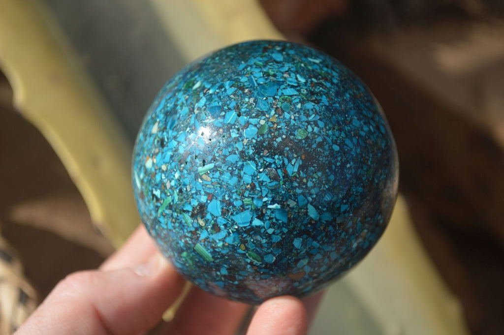 Polished Conglomerate Chrysocolla Spheres With Azurite & Malachite x 2 From Congo - Toprock Gemstones and Minerals 