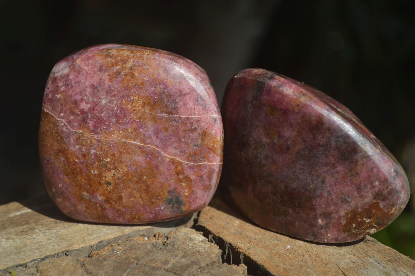 Polished Pink Rhodonite Free Forms  x 6 From Zimbabwe - Toprock Gemstones and Minerals 