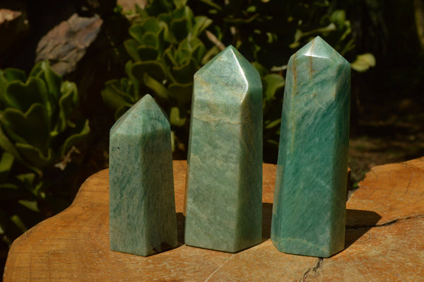 Polished Amazonite Crystal Points x 3 From Ambositra, Madagascar - TopRock