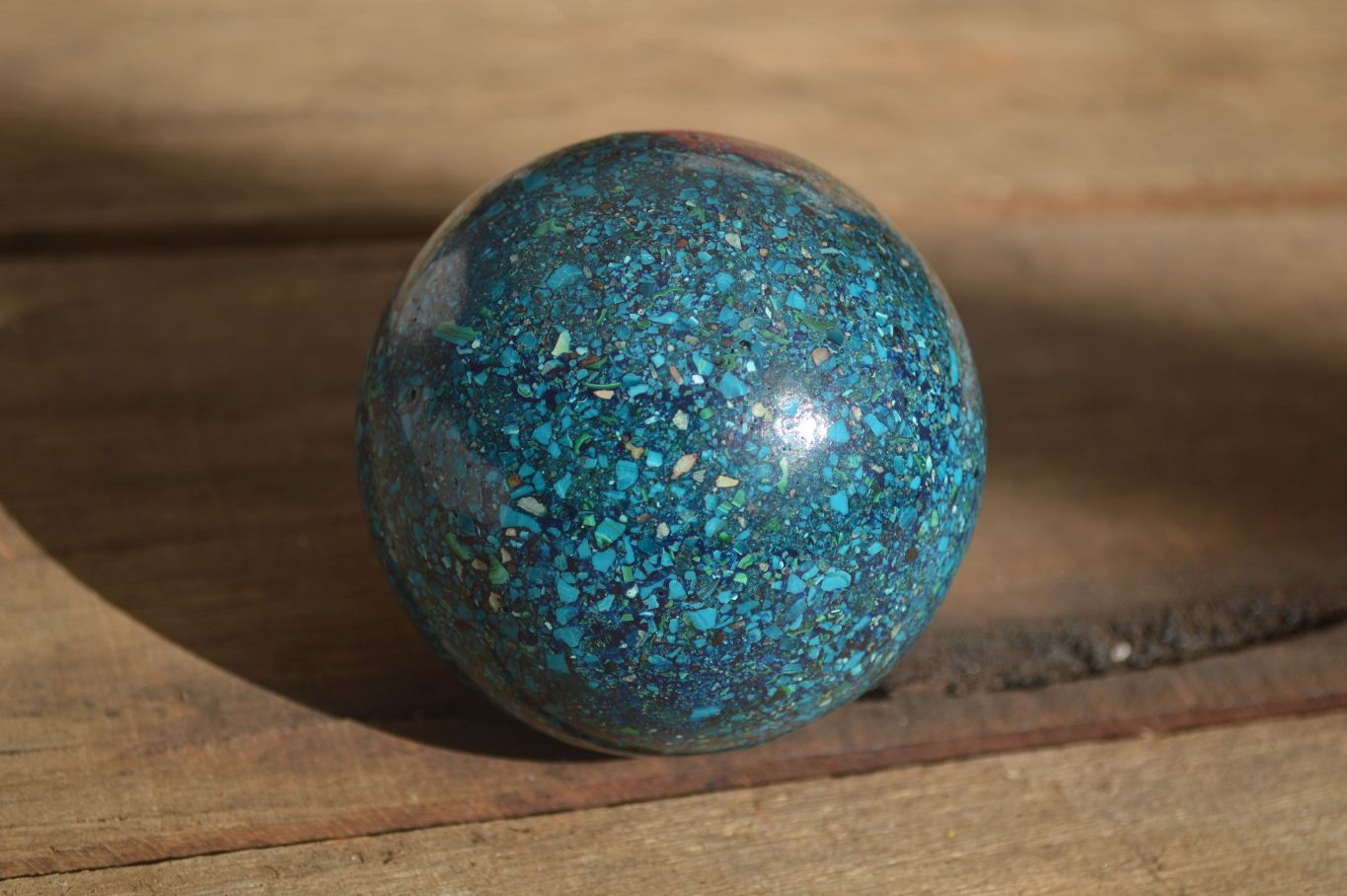 Polished  Conglomerate Chrysocolla Sphere With Azurite & Malachite  x 1 From Congo - Toprock Gemstones and Minerals 