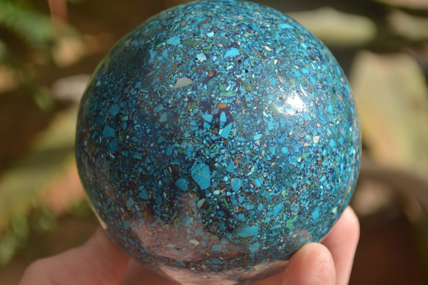 Polished  Conglomerate Chrysocolla Sphere With Azurite & Malachite  x 1 From Congo - Toprock Gemstones and Minerals 