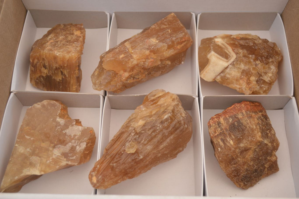 Natural Honey Aragonite Etched & Cobbed Pieces  x 6 From Namibia - Toprock Gemstones and Minerals 