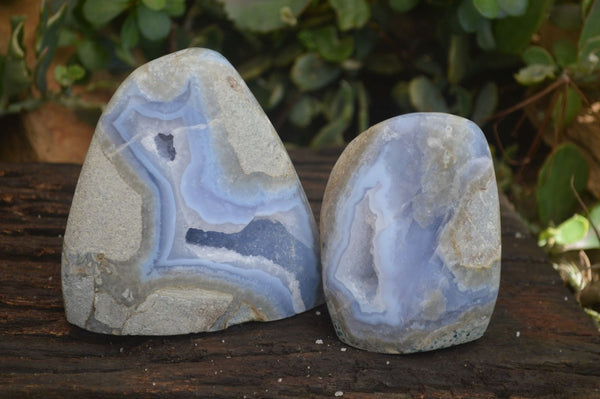 Polished Blue Lace Agate Standing Free Forms  x 2 From Nsanje, Malawi