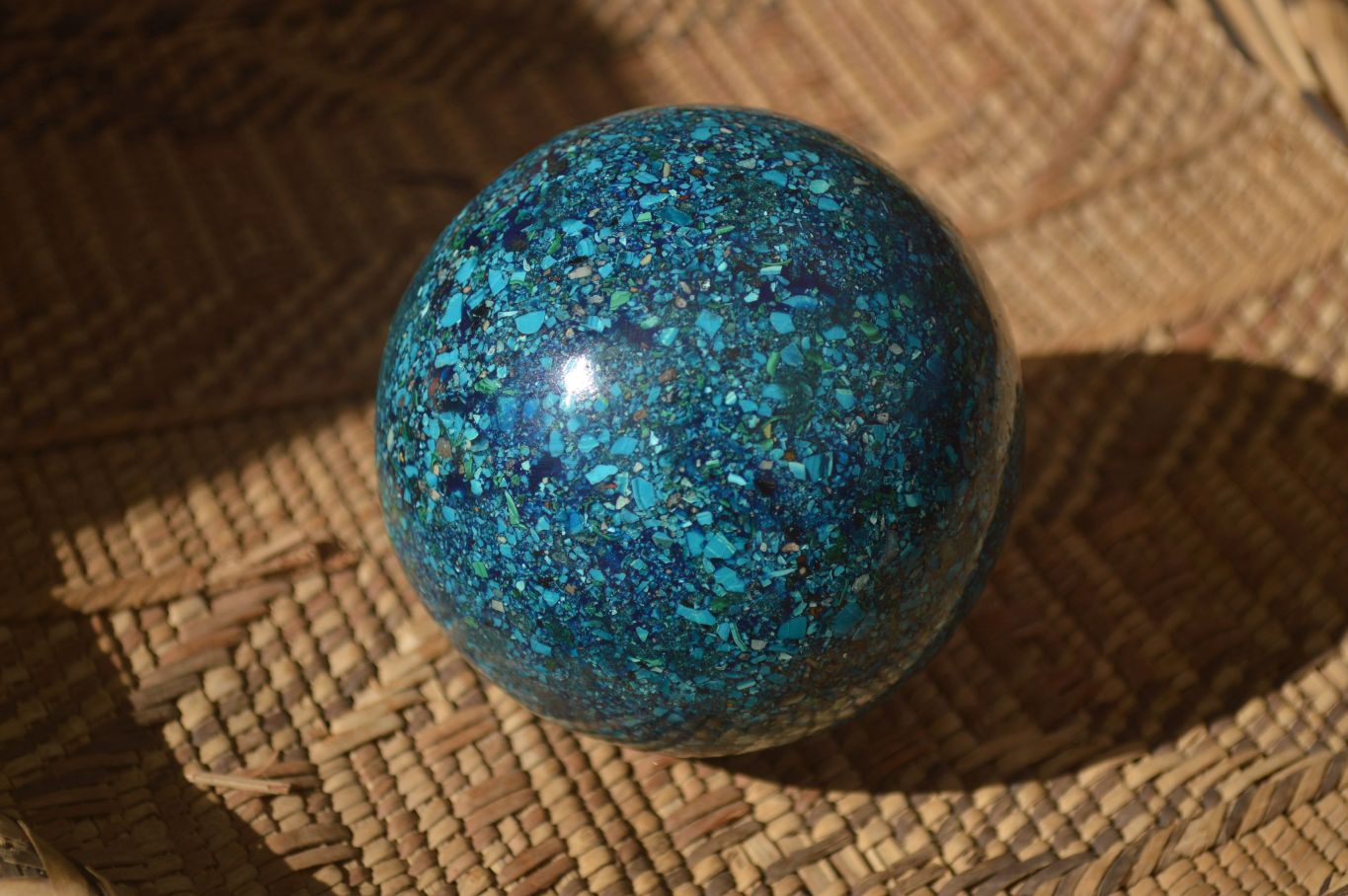 Polished  Conglomerate Chrysocolla Sphere With Azurite & Malachite  x 1 From Congo - Toprock Gemstones and Minerals 