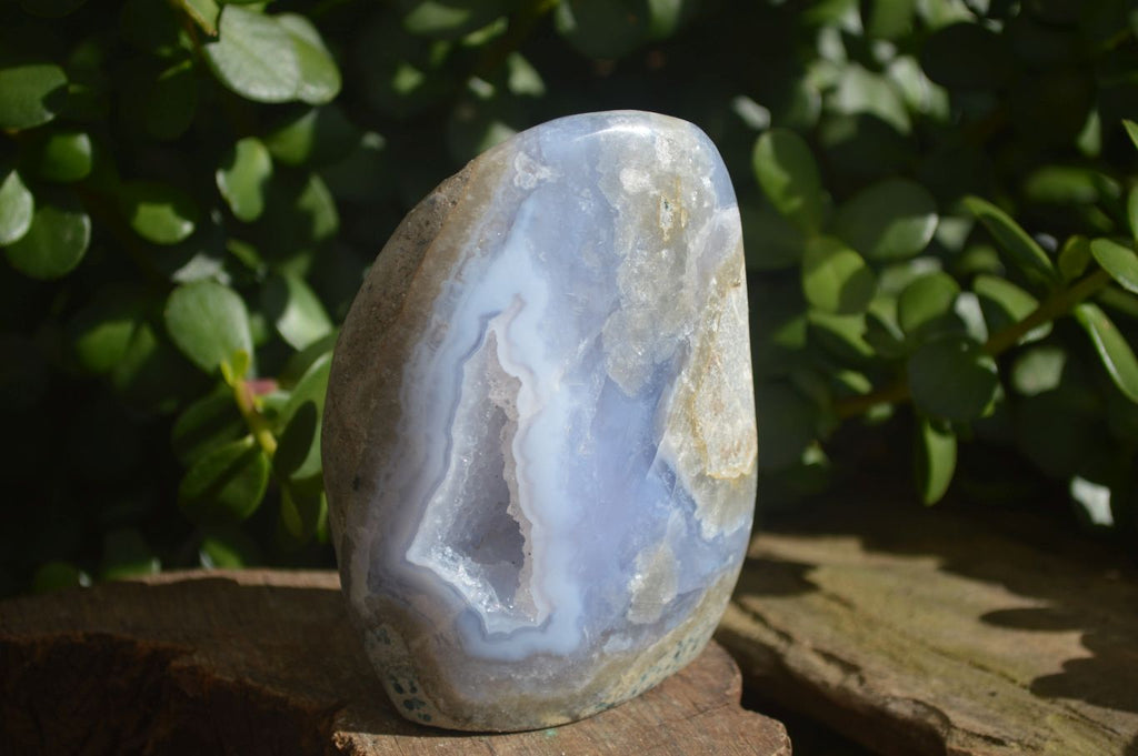 Polished Blue Lace Agate Standing Free Forms  x 2 From Nsanje, Malawi - Toprock Gemstones and Minerals 