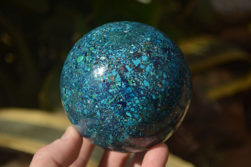 Polished  Conglomerate Chrysocolla Sphere With Azurite & Malachite  x 1 From Congo - Toprock Gemstones and Minerals 