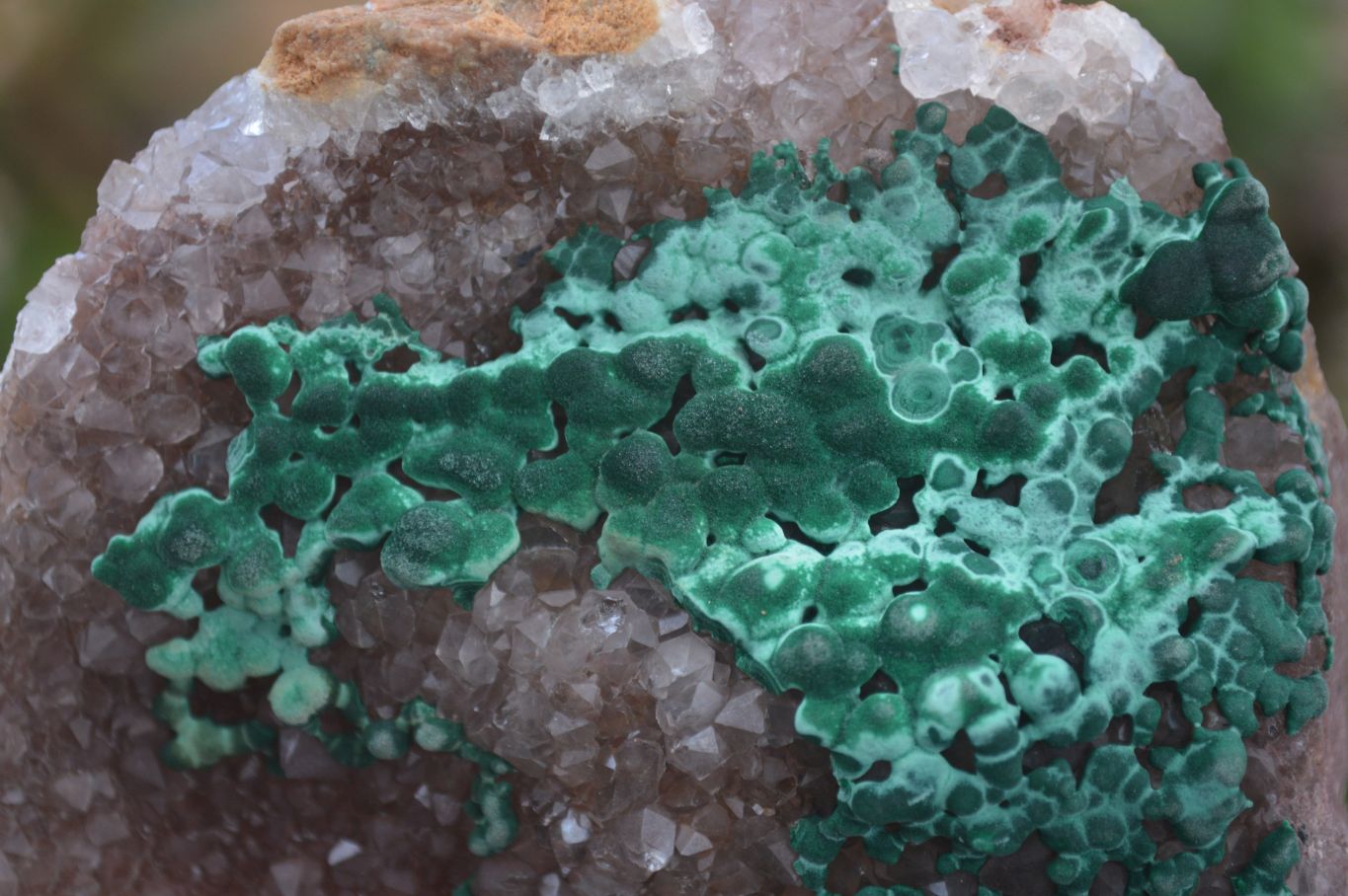 Natural Rare Ball Malachite On Quartz & Dolomite Specimens x 2 From Kambove, Congo - Toprock Gemstones and Minerals 