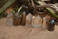 Polished Wispy Phantom Smokey Quartz Points x 12 From Madagascar - Toprock Gemstones and Minerals 