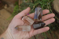 Polished Wispy Phantom Smokey Quartz Points x 12 From Madagascar - Toprock Gemstones and Minerals 