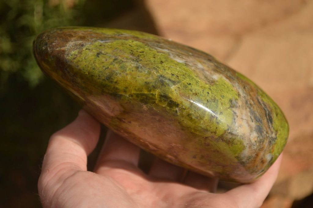 Polished  Green Opal Standing Free Forms  x 2 From Madagascar - Toprock Gemstones and Minerals 