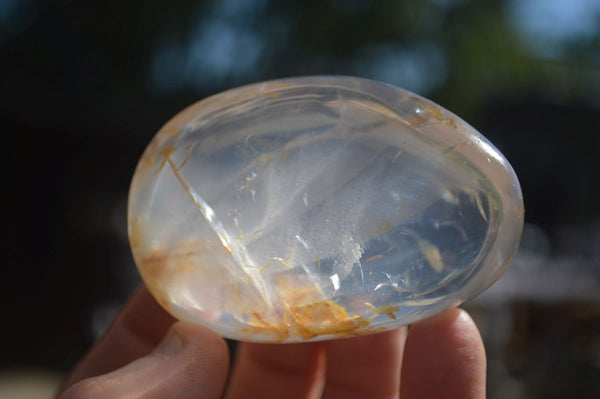 Polished Clear Rock Crystal & Girasol Quartz Palm Stones  x 12 From Madagascar - Toprock Gemstones and Minerals 