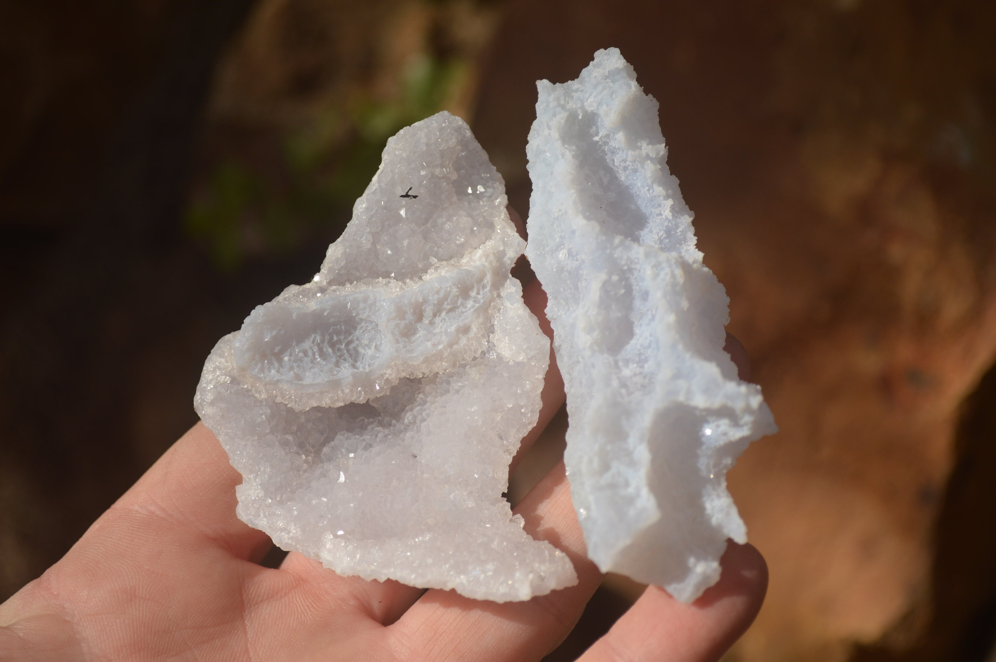 Natural Etched Blue Chalcedony Specimens  x 12 From Nsanje, Malawi - Toprock Gemstones and Minerals 
