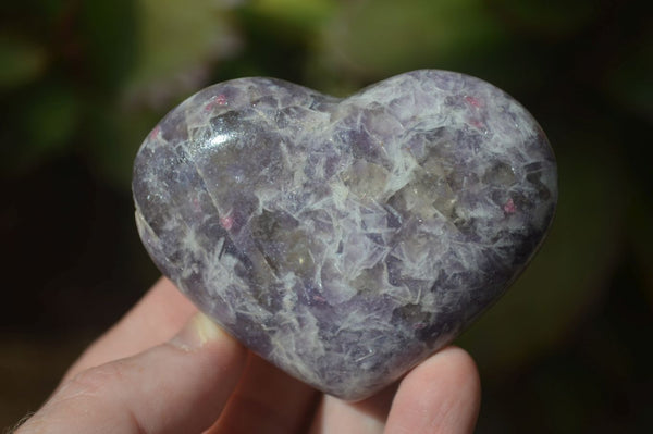 Polished Purple Lepidolite Hearts  x 6 From Ambatondrazaka, Madagascar