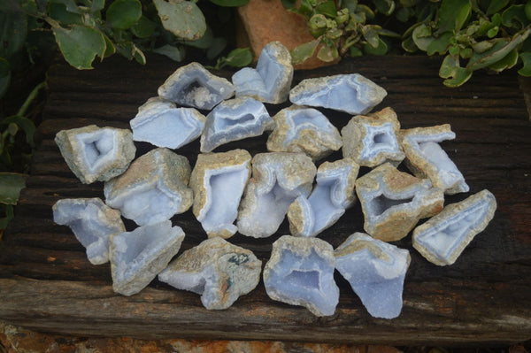 Natural Small Blue Lace Agate Geode Specimens  x 24 From Malawi - Toprock Gemstones and Minerals 