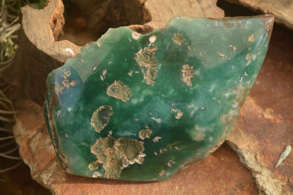 Polished On One Side Emerald Mtorolite Plates x 2 From Mutorashanga, Zimbabwe - Toprock Gemstones and Minerals 