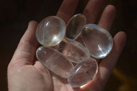 Polished Small Semi Optic Clear Quartz Galet / Palm Stones x 35 From Madagascar - Toprock Gemstones and Minerals 