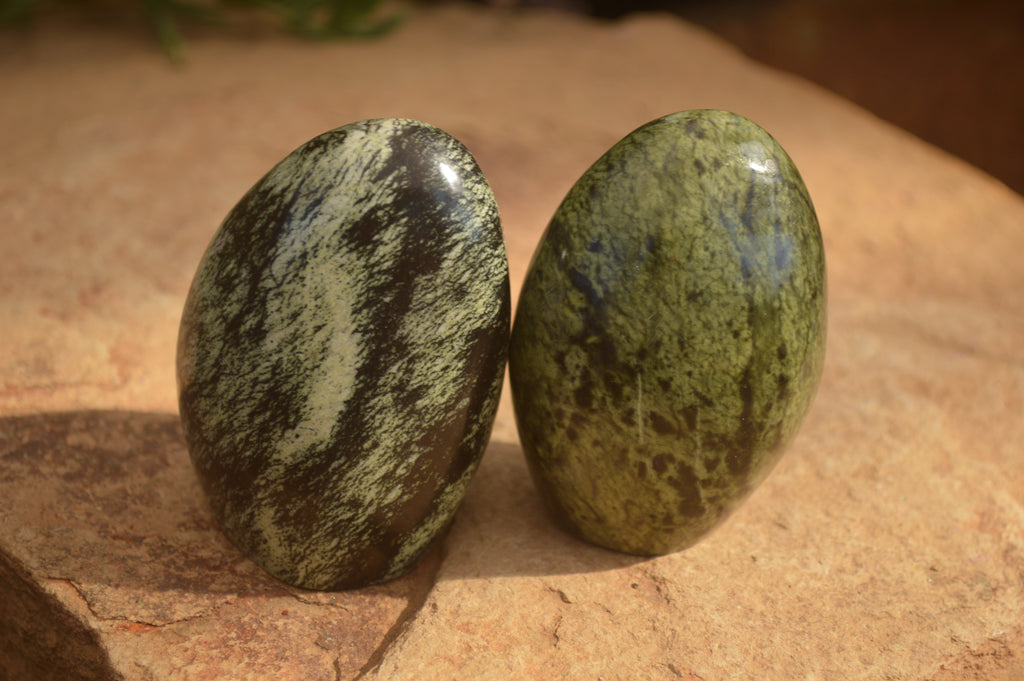 Polished  Leopard Stone Standing Free Forms  x 6 From Inyanga, Zimbabwe - Toprock Gemstones and Minerals 