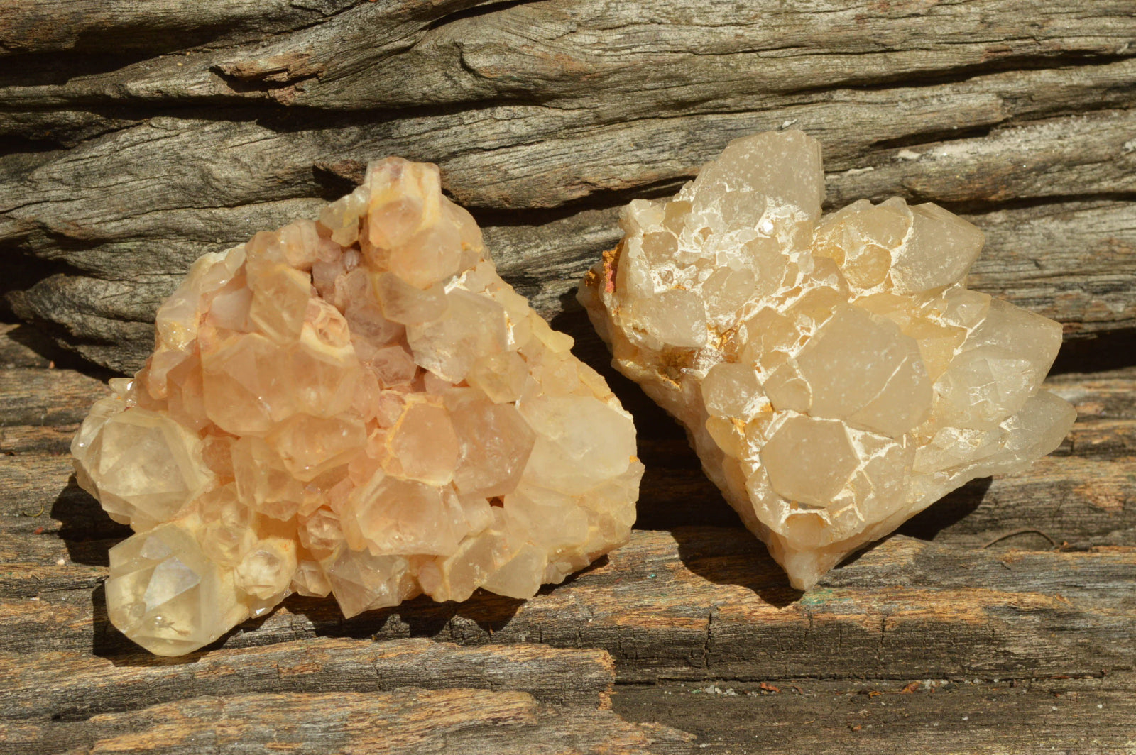 Natural Quartz Clusters With Green Epidote Coating/Inclusions x 12 From Boekenhouthoek, South Africa - TopRock