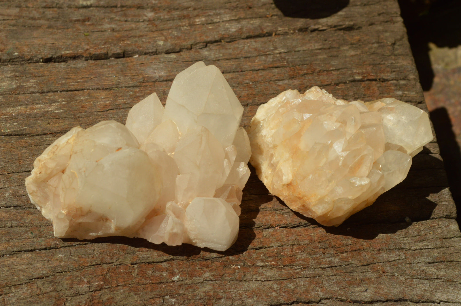 Natural Quartz Clusters With Green Epidote Coating/Inclusions x 12 From Boekenhouthoek, South Africa - TopRock