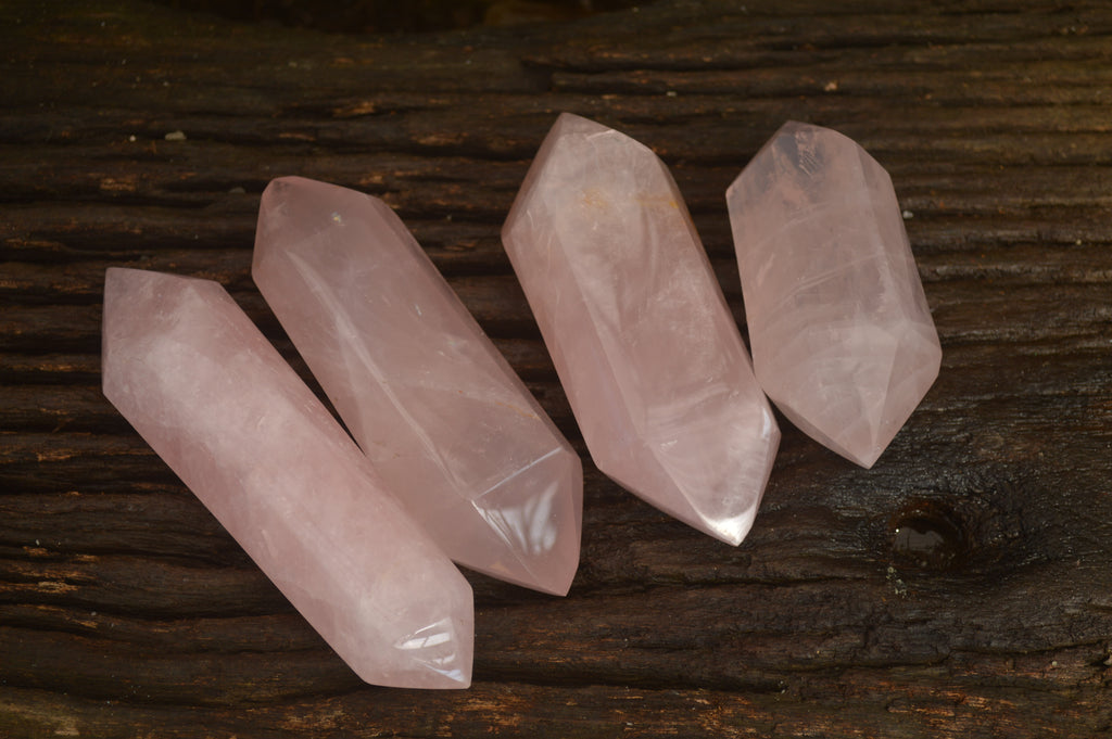 Polished Gemmy Double Terminated Rose Quartz Points x 4 From Ambatondrazaka, Madagascar - Toprock Gemstones and Minerals 