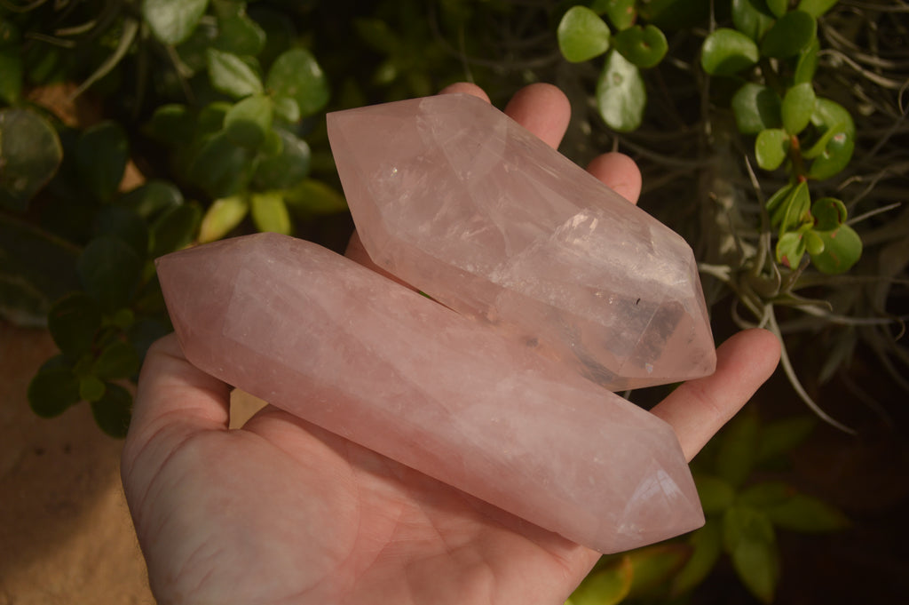 Polished Gemmy Double Terminated Rose Quartz Points x 4 From Ambatondrazaka, Madagascar - Toprock Gemstones and Minerals 
