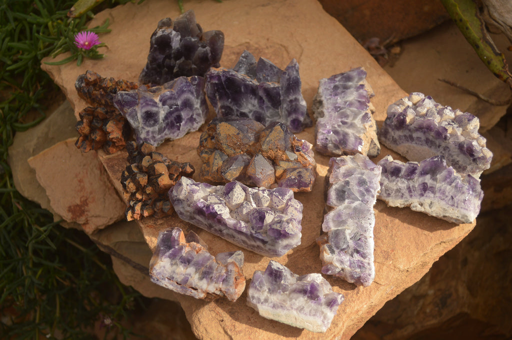 Polished Sliced Amethyst Crystal Plates x 15 From Zambia - Toprock Gemstones and Minerals 