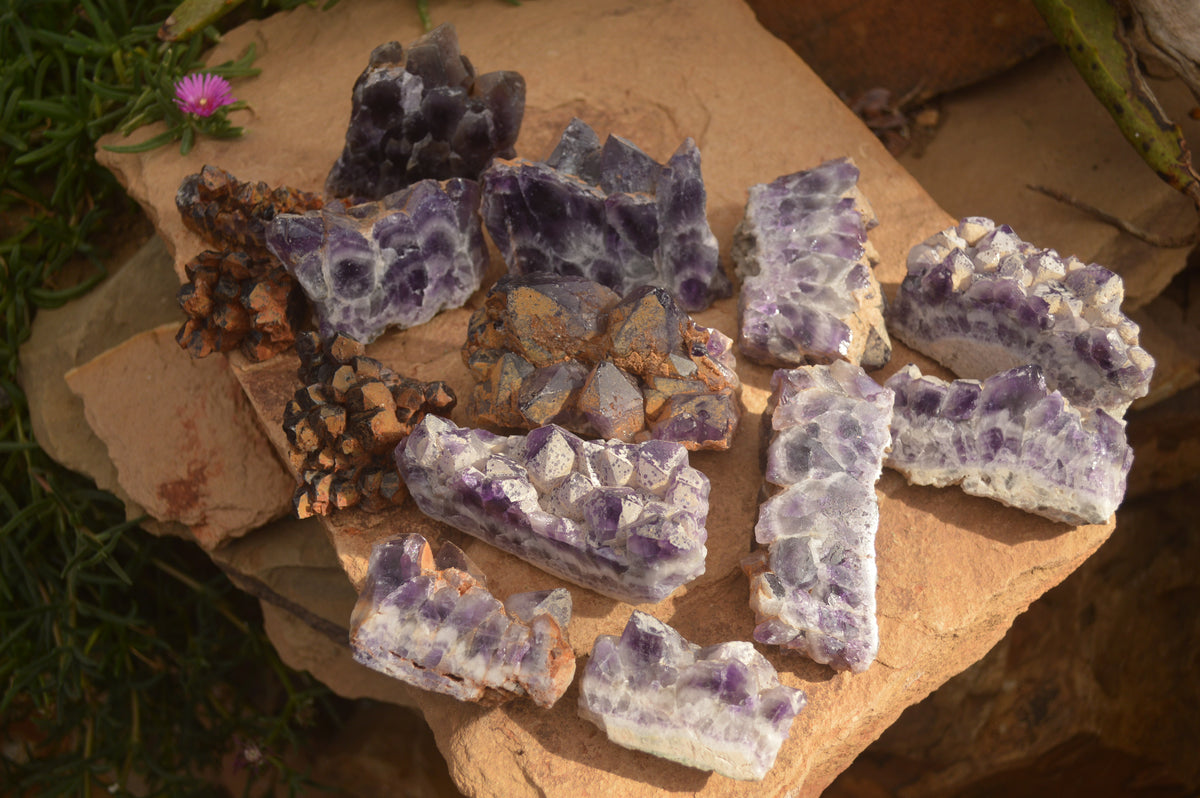 Polished Sliced Amethyst Crystal Plates x 15 From Zambia - Toprock Gemstones and Minerals 