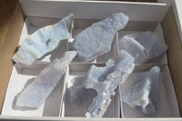 Natural Etched Blue Chalcedony Specimens  x 6 From Nsanje, Malawi - Toprock Gemstones and Minerals 