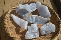 Natural Etched Blue Chalcedony Specimens  x 6 From Nsanje, Malawi - Toprock Gemstones and Minerals 
