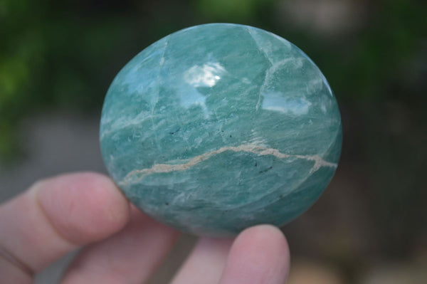 Polished Blue Amazonite Palm Stones  x 12 From Ambositra, Madagascar - Toprock Gemstones and Minerals 