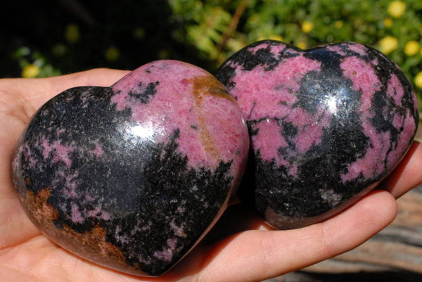 Polished Rhodonite Eggs & x 2 Hearts x 4 From Ambindavato, Madagascar - TopRock